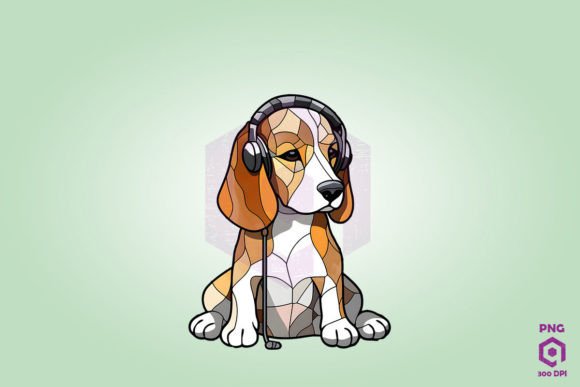 Beagle Wearing Headphones