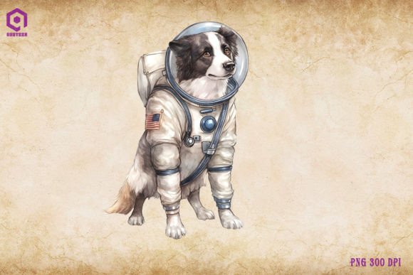 Border Collie Dog Wearing Spacesuit