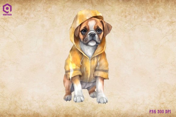 Boxer Dog Wearing Raincoat