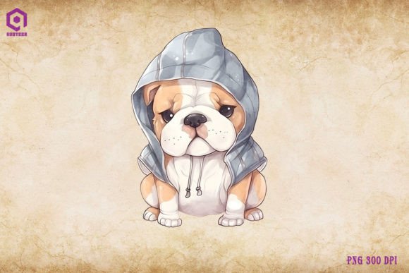 Bulldog Wearing Hoodie
