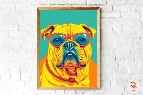 Colorful Surrealism Bulldog Wall Art