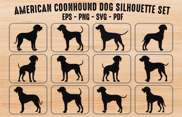 Coonhound Dogs Vector Silhouette Bundle