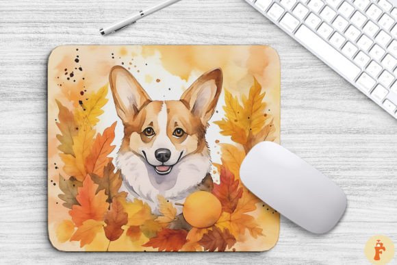 Cute Corgi and Autumn Mouse Pad Design