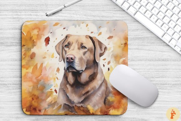 Cute Labrador Retriever and Fall Leaves