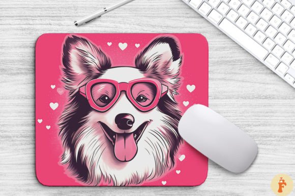 Cute Pink Shetland Sheepdog Mouse Pad