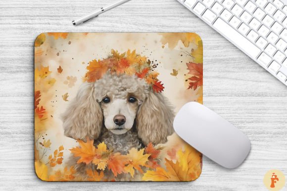 Cute Poodle and Autumn Mouse Pad Design