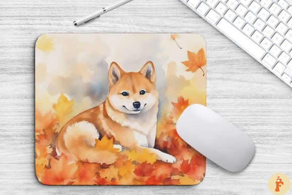 Cute Shiba Inu and Autumn Mouse Pad