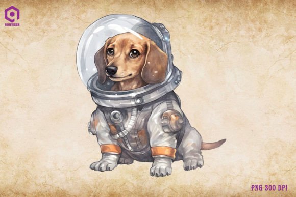 Dachshund Dog Wearing Spacesuit