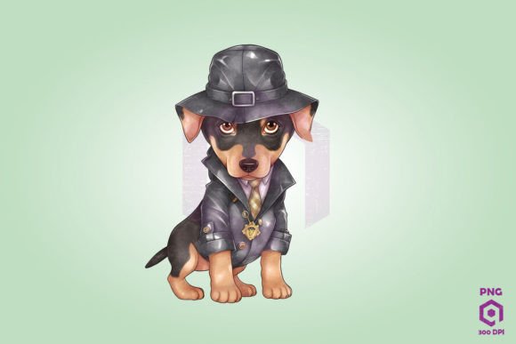 Detective Doberman Pinscher Dog Clipart