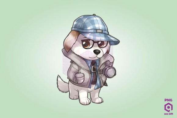 Detective Siberian Husky Dog Clipart