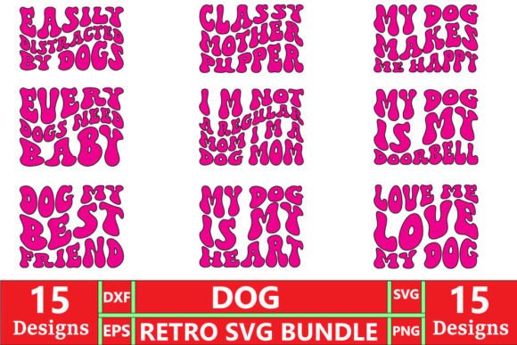 Dog Retro T-shirt Design Bundle