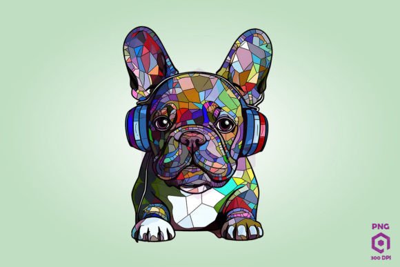 French Bulldog Wearing Headphones