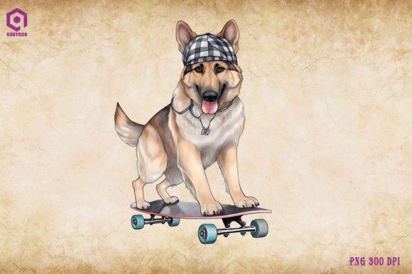 German Shepherd Dog Skateboarding