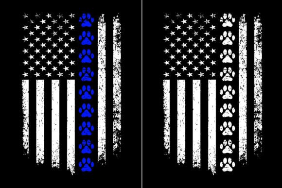 K9 Paw Thin Blue Line Flag Design