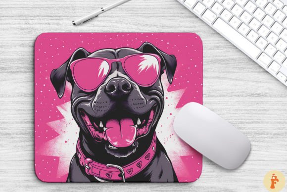 Pink Staffordshire Terrier Mouse Pad