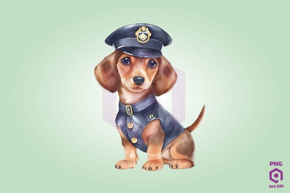 Police Dachshund Dog Clipart