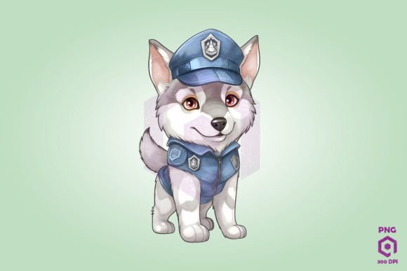 Police Siberian Husky Dog Clipart