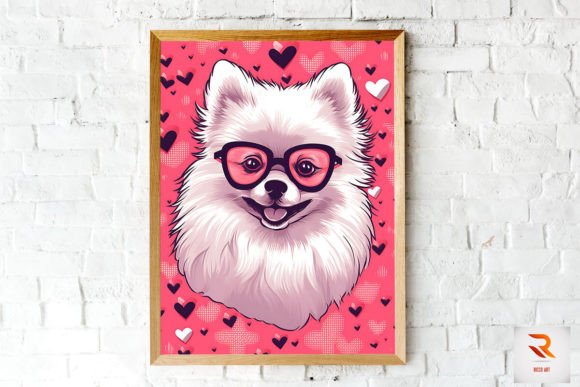 Pomeranian Pink Glasses Wall Art