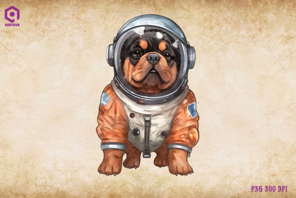 Rottweiler Dog Wearing Spacesuit