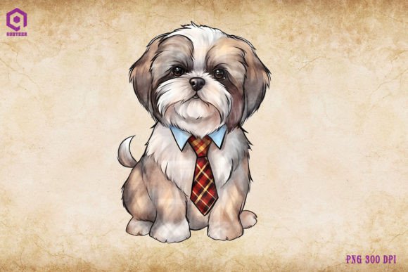 Shih Tzu Dog Wearing Tie