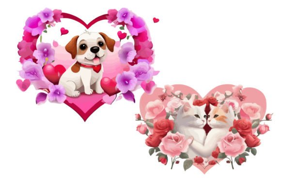 Valentines Heart Love Cats and Dogs